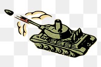 Military tank png sticker, vintage vehicle illustration, transparent background. Free public domain CC0 image.