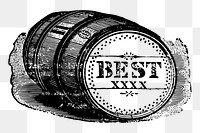 Barrel png sticker, vintage object illustration, transparent background. Free public domain CC0 image.