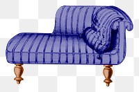 Chaise lounge png sticker, vintage furniture illustration, transparent background. Free public domain CC0 image.