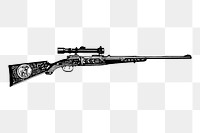 Rifle gun png sticker, vintage weapon illustration, transparent background. Free public domain CC0 image.