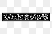 Floral ornament png divider, vintage illustration, transparent background. Free public domain CC0 image.