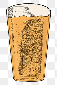 Beer glass png sticker, vintage beverage illustration, transparent background. Free public domain CC0 image.