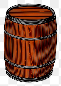 Barrel png sticker, vintage object illustration, transparent background. Free public domain CC0 image.