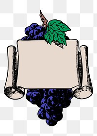 Grapes png frame, vintage paper illustration, transparent background. Free public domain CC0 image.