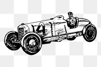 Racing car png sticker, vintage vehicle illustration, transparent background. Free public domain CC0 image.