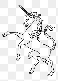 Rearing unicorn png sticker, magical creature illustration, transparent background. Free public domain CC0 image.