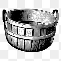 Wooden bucket png sticker, vintage object illustration, transparent background. Free public domain CC0 image.