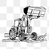 Tractor loader png sticker, vintage illustration, transparent background. Free public domain CC0 image.