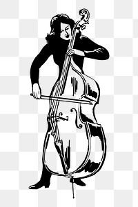 Female cellist png sticker, vintage music illustration, transparent background. Free public domain CC0 image.