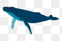 Whale png sticker, sea animal illustration on transparent background. Free public domain CC0 image.