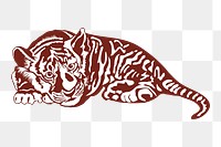 Baby tiger png sticker, animal illustration on transparent background. Free public domain CC0 image.