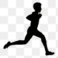 Running man png silhouette sticker, wellness illustration on transparent background. Free public domain CC0 image.