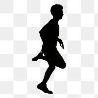 Running man png silhouette sticker, wellness illustration on transparent background. Free public domain CC0 image.