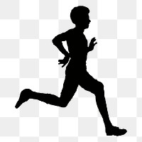 Running man png silhouette sticker, wellness illustration on transparent background. Free public domain CC0 image.