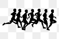 People running png silhouette sticker, health illustration on transparent background. Free public domain CC0 image.