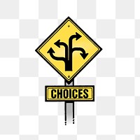 Direction choices png sign sticker, traffic illustration on transparent background. Free public domain CC0 image.