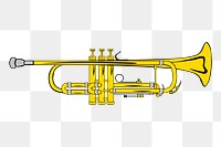 Trumpet png sticker, musical instrument illustration on transparent background. Free public domain CC0 image.