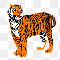 Tiger png sticker, animal illustration on transparent background. Free public domain CC0 image.