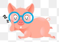 Sleeping pig png sticker, cute animal illustration, transparent background. Free public domain CC0 image.