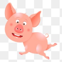 Smiling pig png sticker, cute animal illustration, transparent background. Free public domain CC0 image.