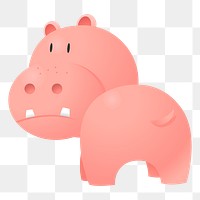 Pink hippopotamus png sticker, cute animal illustration, transparent background. Free public domain CC0 image.