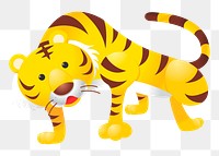 Tiger png sticker, cute animal illustration, transparent background. Free public domain CC0 image.