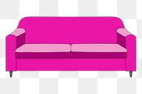 Pink couch png sticker, furniture illustration, transparent background. Free public domain CC0 image.