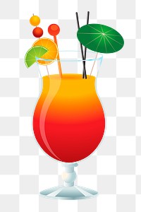 Summer cocktail png sticker, beverage illustration, transparent background. Free public domain CC0 image.