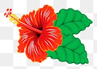 Red hibiscus png sticker, flower illustration, transparent background. Free public domain CC0 image.