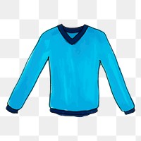 Png blue long sleeve shirt sticker, apparel, marker art illustration, transparent background. Free public domain CC0 image.