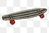 Skateboard png sticker, hobby illustration, transparent background. Free public domain CC0 image.