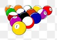 Pool balls png rack sticker, sport illustration, transparent background. Free public domain CC0 image.