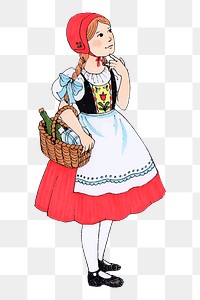 PNG little red riding hood sticker, fairy tales character illustration, transparent background. Free public domain CC0 image.