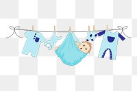 Blue baby png clothes sticker, laundry illustration, transparent background. Free public domain CC0 image.