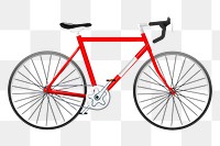 Red bicycle png sticker, vehicle illustration, transparent background. Free public domain CC0 image.