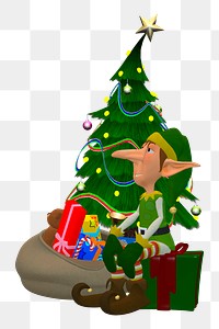 Christmas elf png sticker, 3D illustration, transparent background. Free public domain CC0 image.