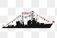 Warship silhouette png sticker, vehicle illustration, transparent background. Free public domain CC0 image.