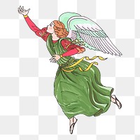 Dancing angel png sticker, vintage illustration, transparent background. Free public domain CC0 image.