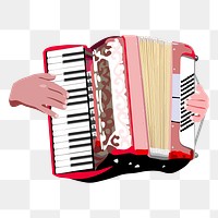 Accordion png sticker, musical instrument illustration, transparent background. Free public domain CC0 image.