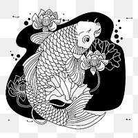 Japanese fish png sticker, animal illustration, transparent background. Free public domain CC0 image.