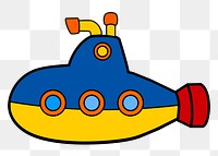 Cartoon submarine png sticker, vehicle illustration, transparent background. Free public domain CC0 image.