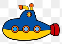 Cartoon submarine png sticker, vehicle illustration, transparent background. 