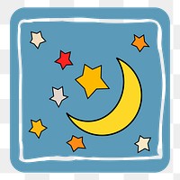 Crescent moon png sticker, cute galaxy doodle, transparent background. Free public domain CC0 image.