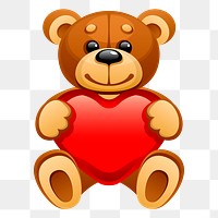 Teddy bear png sticker, Valentine's celebration illustration, transparent background. Free public domain CC0 image.