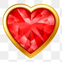 Red diamond png heart sticker, Valentine's celebration illustration, transparent background. Free public domain CC0 image.