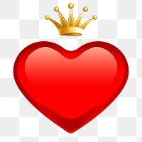 Crown heart png sticker, Valentine's celebration illustration, transparent background. Free public domain CC0 image.