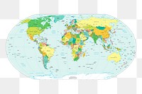 World map png sticker, geography illustration, transparent background. Free public domain CC0 image.