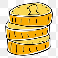 Stacked coins png sticker, finance illustration, transparent background. Free public domain CC0 image.