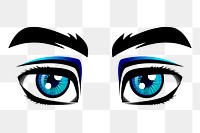 Blue eyes png sticker, cartoon character illustration, transparent background. Free public domain CC0 image.