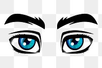 Blue eyes png sticker, cartoon character illustration, transparent background. Free public domain CC0 image.